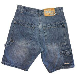 Y2K 96 North Wide Leg Shorts Sz 31 Denim Blue Carpenter Streetwear Hip Hop Mens